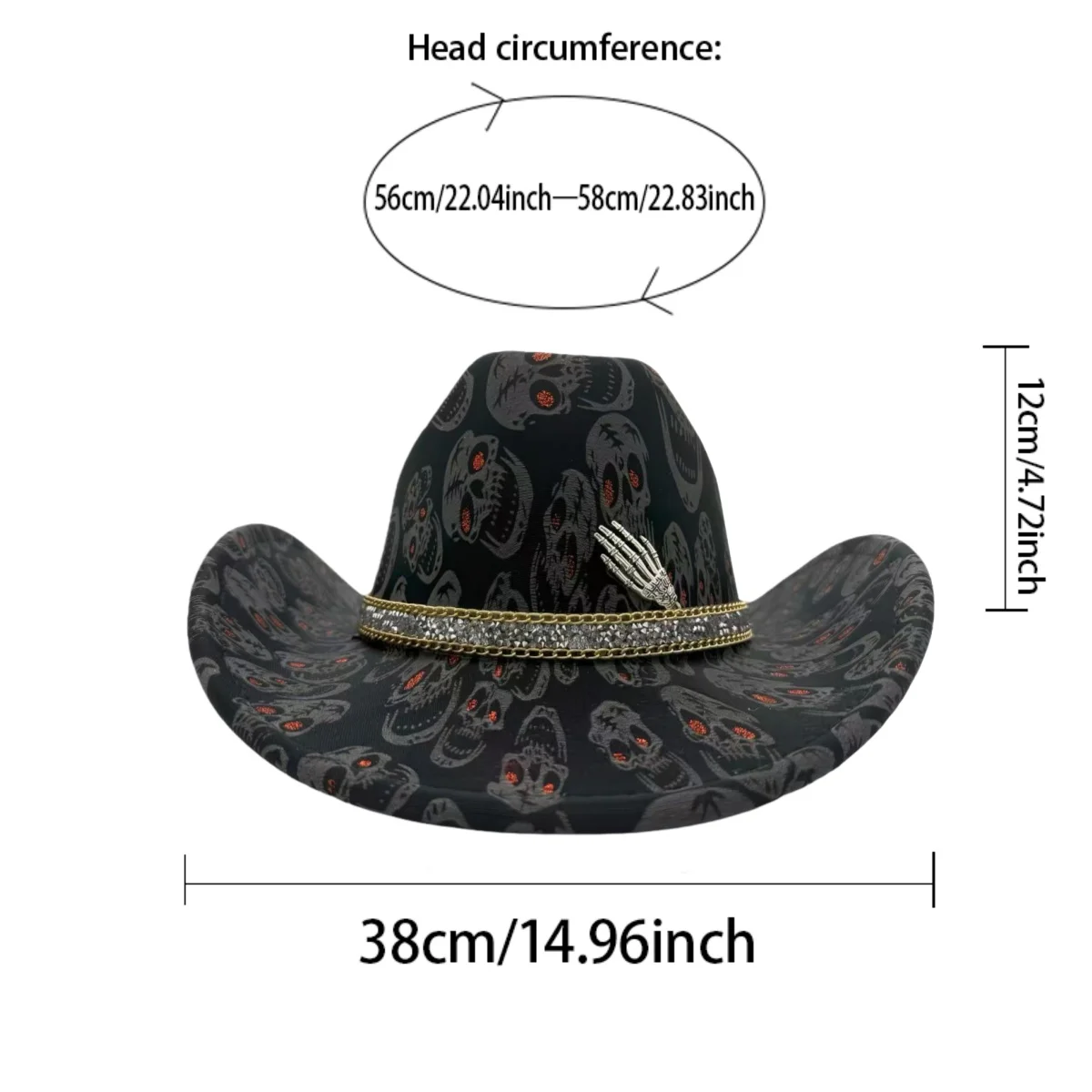 HongLuan Black Glitter Costume Hat Adult & Cowboy Hats Rhinestone for Woman, Cowboy Cosplay Female Accessories & Cowgirl Cap