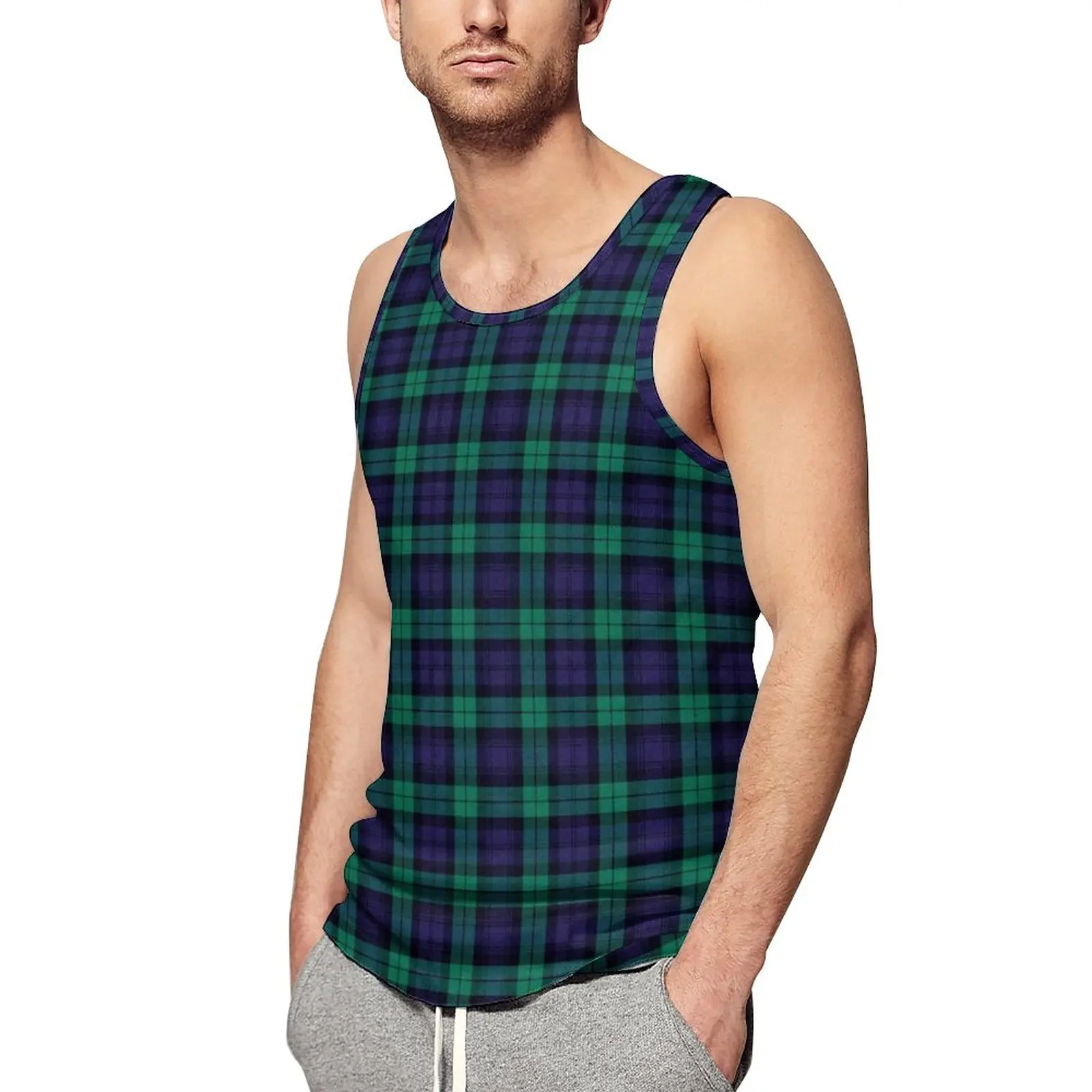 Blue And White Checkerboard Tank Top Men Racing Flag Checkered