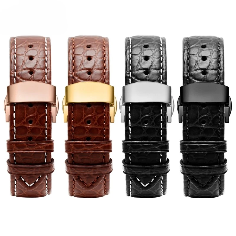 Two sided Crocodile Skin leather strap 19 20 22mm For Omega Maurice Lacroix Tissot Longines TAG heuer watch band men accessories