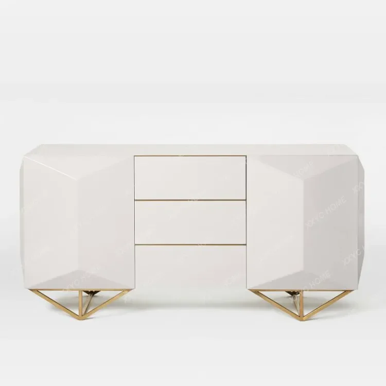 Off-white side cabinet three-dimensional entrance cabinet with storage hardware feet