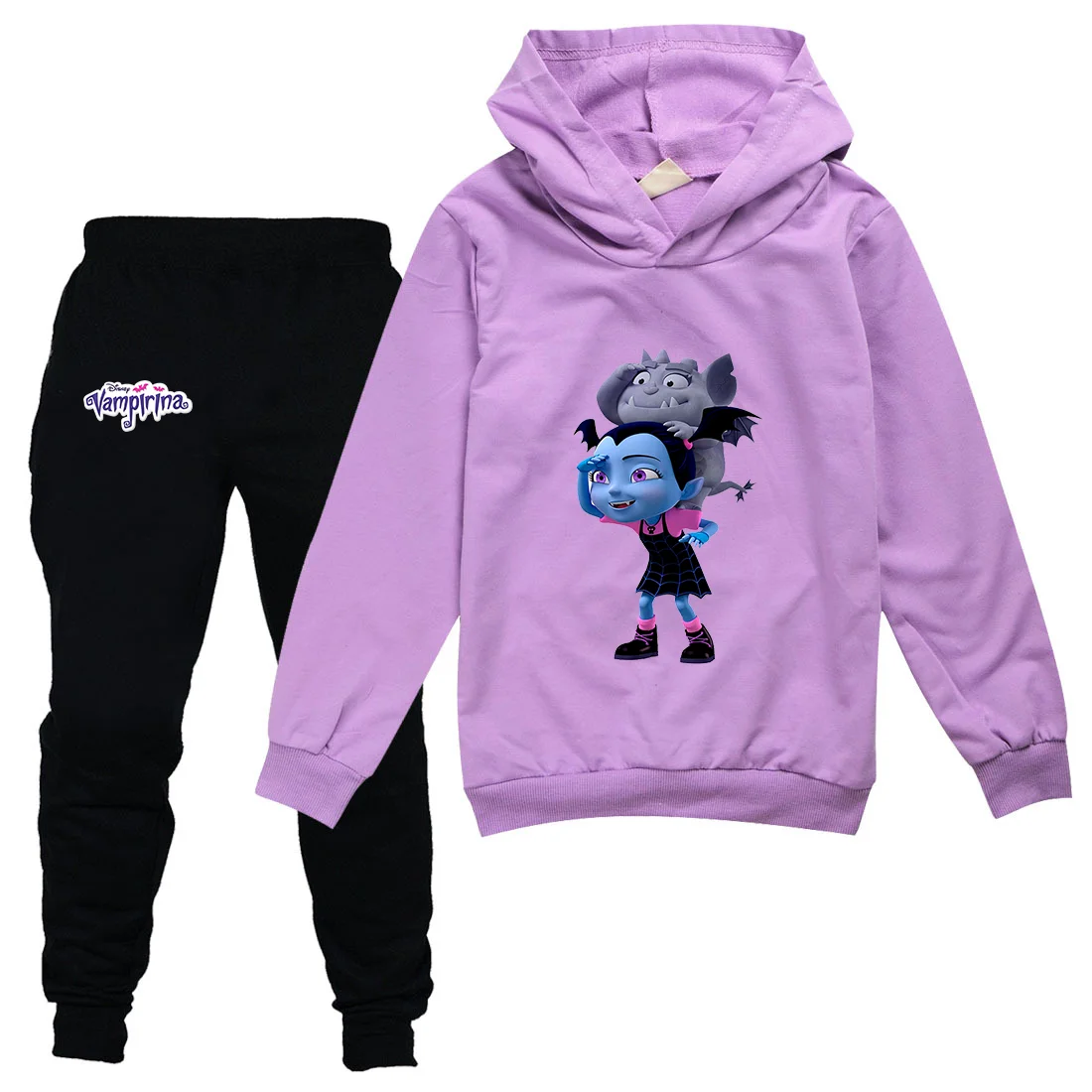 Vampirina Kids Sportswear Suits Girls Boys Casual Thin Hoodie Black Pants Teen Chilren Outerwear Clothing Sets