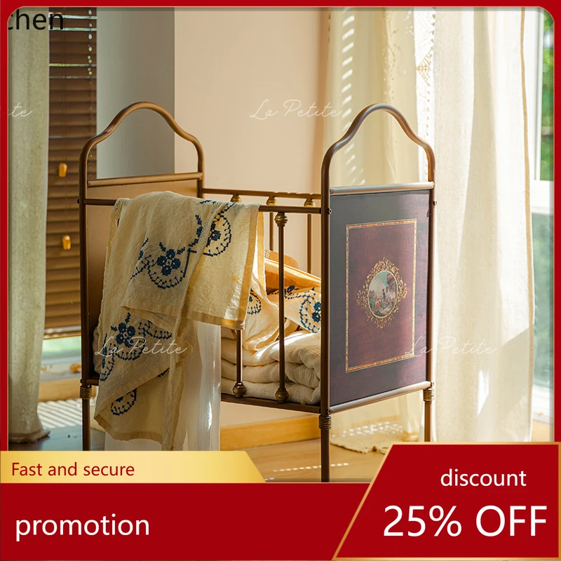 

ZMLwrought iron storage basket living room bedroom medieval cart rack household balcony flower stand