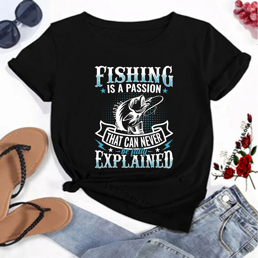 FISHING IS A PASSION THAT CAN NEVER BE FULLY EXPLAINED Print Mens O-Neck Short Sleeve Tshirt Vintage Bass Fish Art Hobby Wear