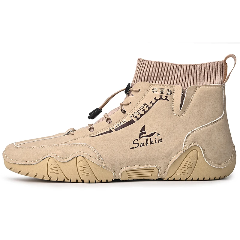 Nowe męskie buty skórzane handmade na co dzień, model 2025, sneakersy, oddychające buty skórzane męskie, botki męskie outdoor