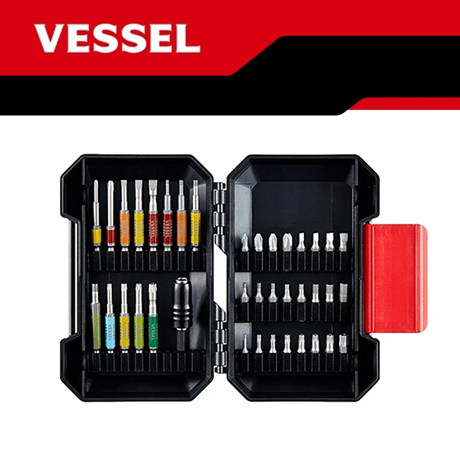 VESSEL Screwdriver Bit Set with Tough Case Cordless Drill Driver Bits Sets 38 Pieces NO.GS38P01CCS