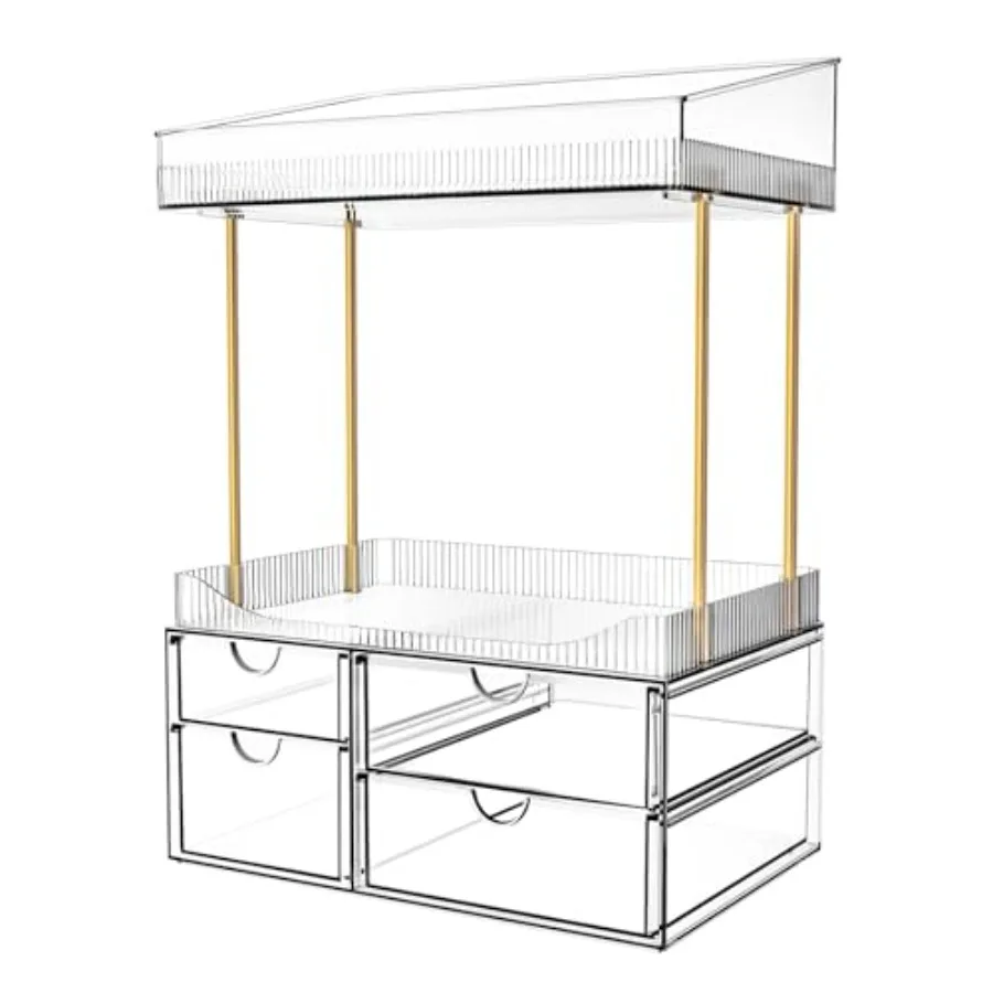 

4 Drawers Makeup Organizer - 4 Tier Makeup Storage Cosmetics Organiser Ideal for Cosmetic with Drawers for Countertop Bathroom