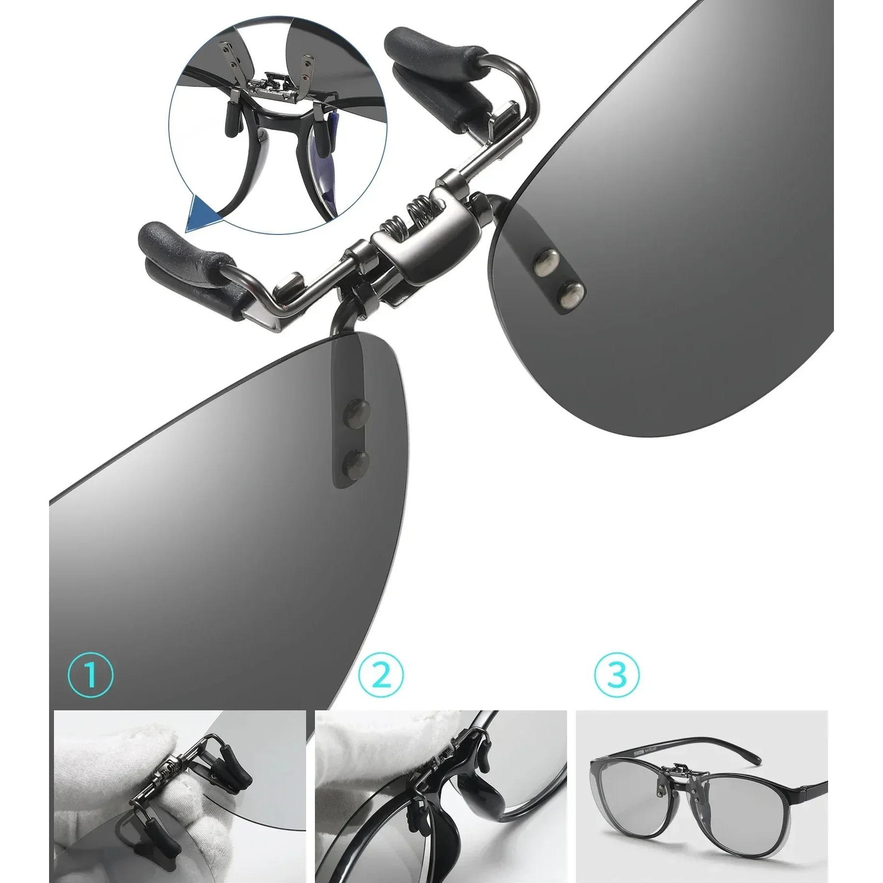 VEITHDIA Brand New Clip Occhiali da sole Polarizzati Clip-on Flip Up Clip Occhiali da sole senza montatura per occhiali a specchio-TAC UV400 Lente VFA809