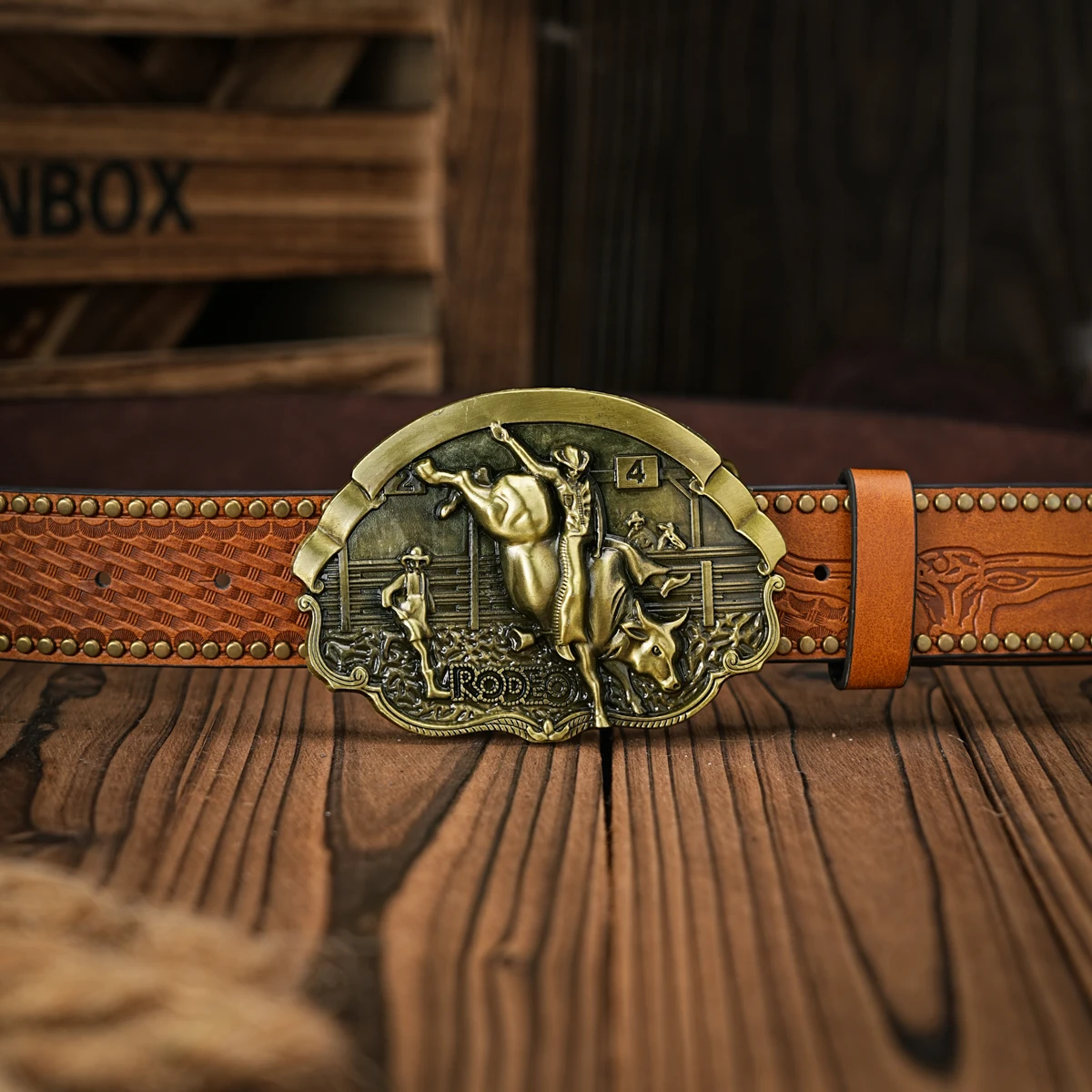 Men - Women - Western Denim - pu leather - Belt - Vintage jeans with floral carved buckle belt