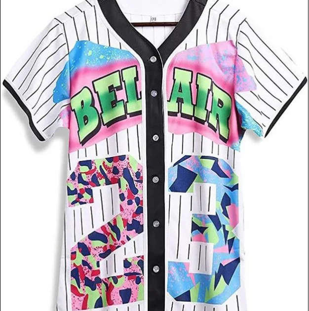 Camisa de béisbol con estampado Digital para hombre, camisa de manga corta grande de un solo pecho, estilo callejero, Y2k, Hip Hop No. 23, MB27