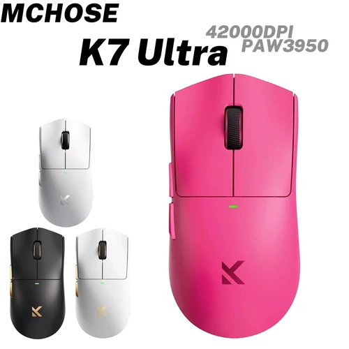 MCHOSE K7-ratón Ultra inalámbrico para juegos PAW3950, doble tasa de orollamiento de 8K, base de carga inalámbrica magnética ligera, para deportes y oficina