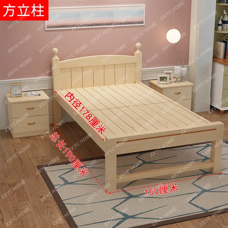 Lsolid wood bed pine 1.5 meters double economical student dormitory bed