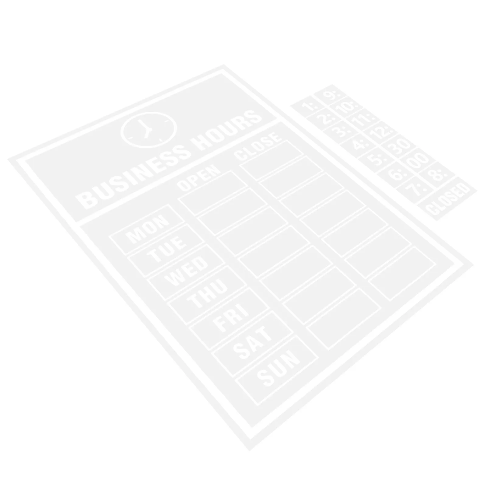1Set Business Hours Window Cling Reusable Static Decal Store Hours Sign Adjustable Open Closed Time for Shop Salon Office Glass