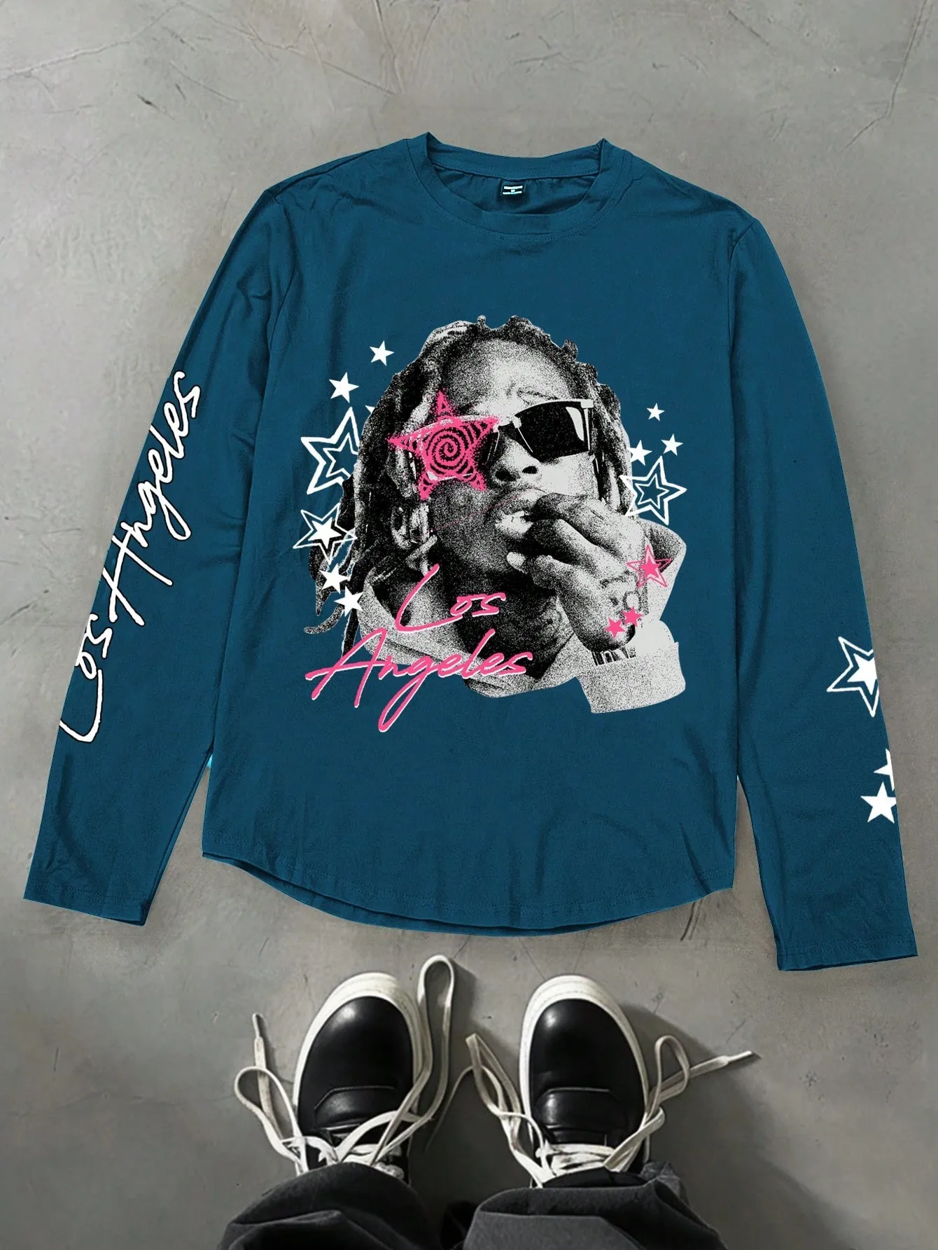 تي شيرت رجالي جديد بأكمام طويلة لربيع وخريف 2025 يتميز بأزياء الشارع والراحة مع طباعة نمط ثلاثي الأبعاد #4