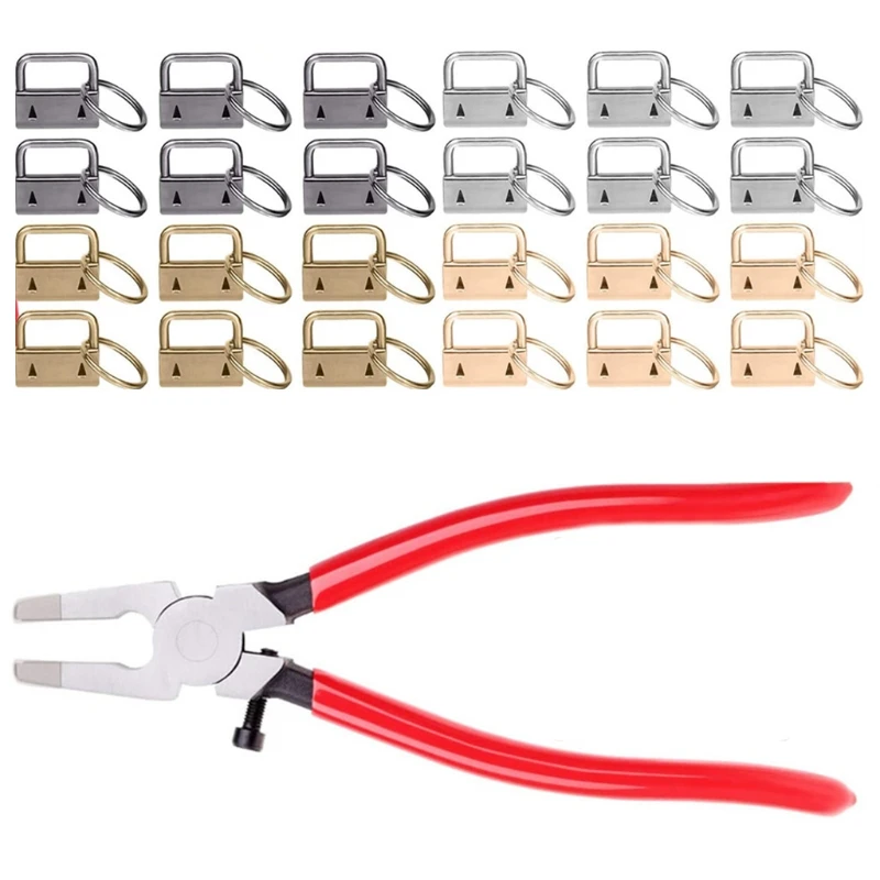 40pcs 25mm for Key Keychain Hardware with Pliers Tool for Wristlet for Key L new arrival