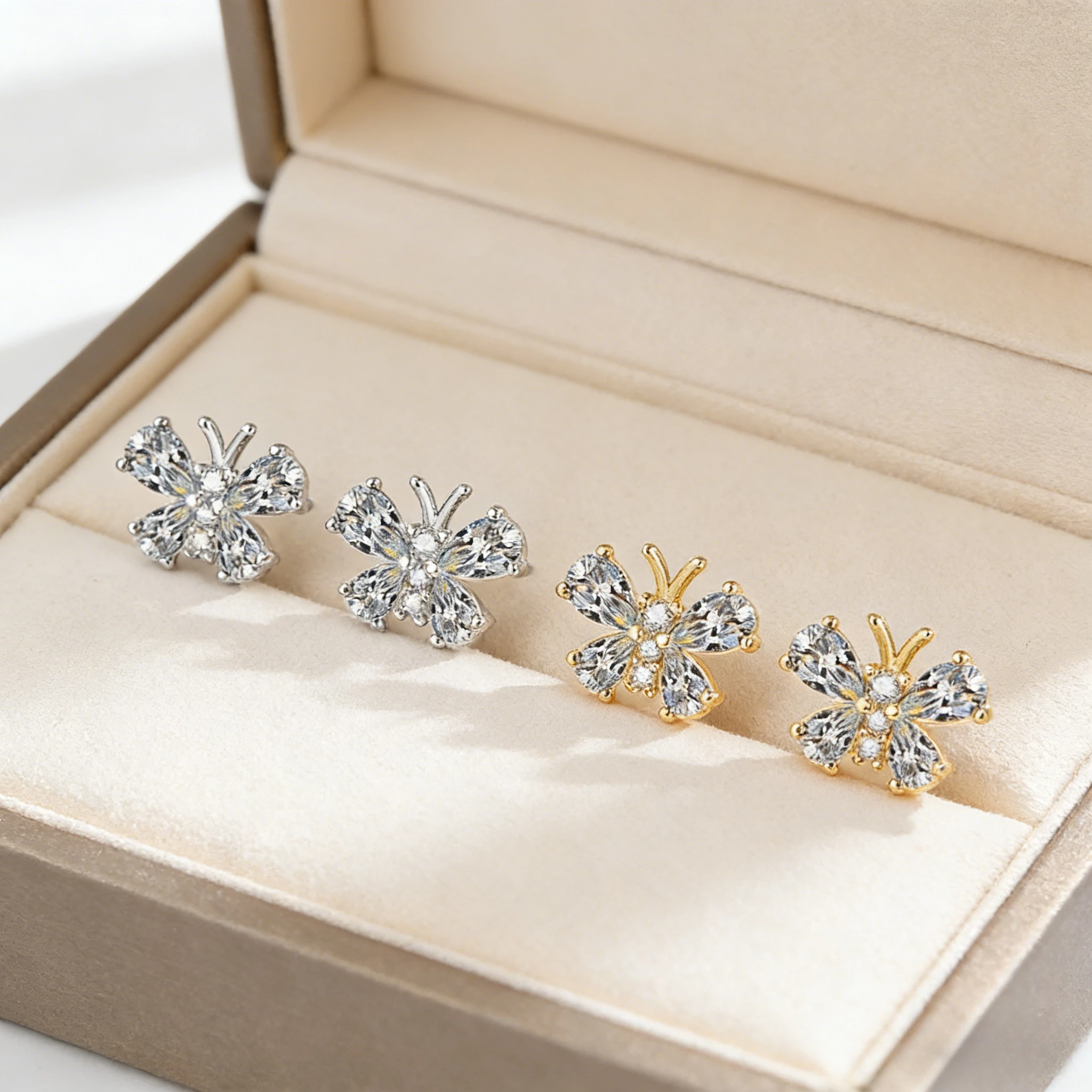 

Серьги-бабочки из стерлингового серебра 925 пробы для женщин, милые серьги-гвоздики с сияющими кубическими циркониями, изысканный ювелирный подарок