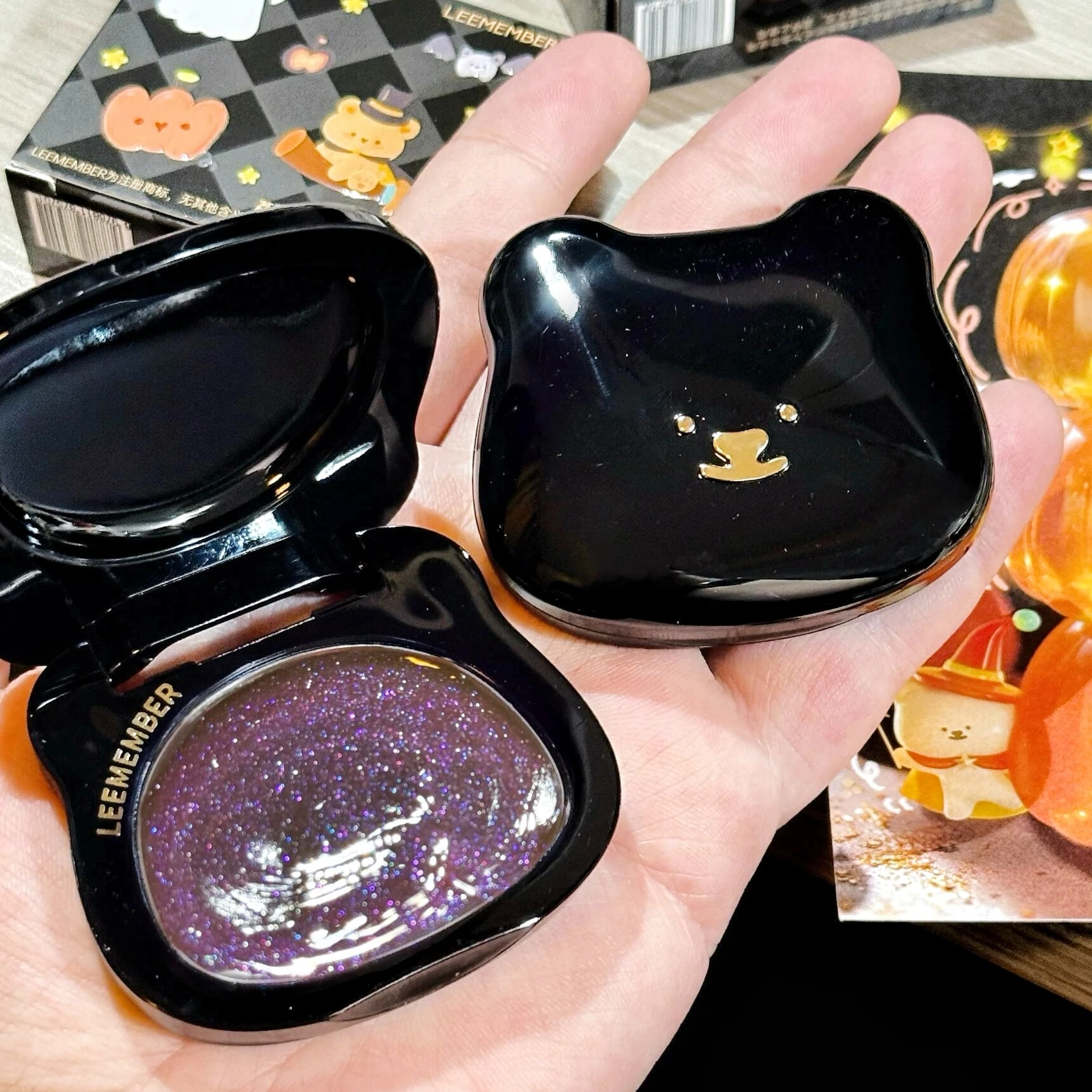 بودرة أحمر الخدود المطبوخة للهالوين ليميميمبر، أحمر خدود ناعم وناعم، ظلال عيون عارية أرجوانية، لون طبيعي، مكياج وجه فلاش ناعم