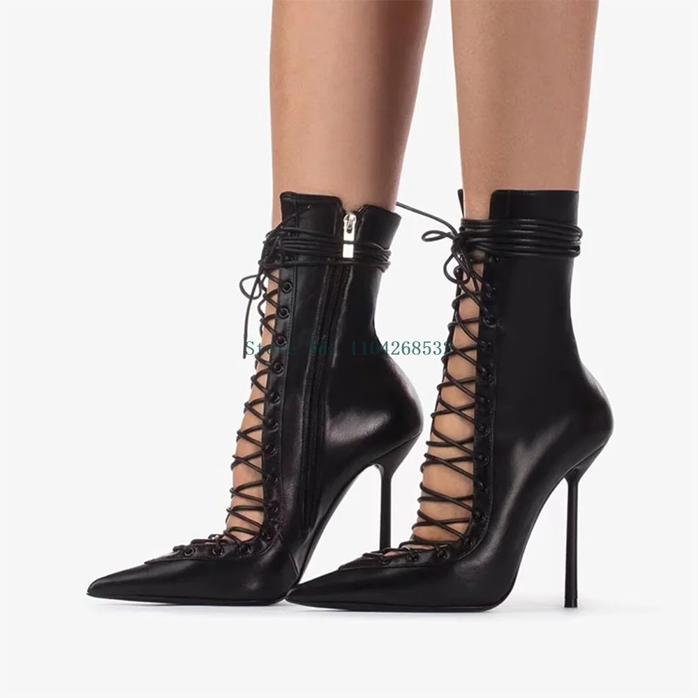 

Multi Strap Buckle Strap Sandals Boots Sexy Pointed Toe Thin Heel Zipper New Arrivasl Fashion Women Runway Boots