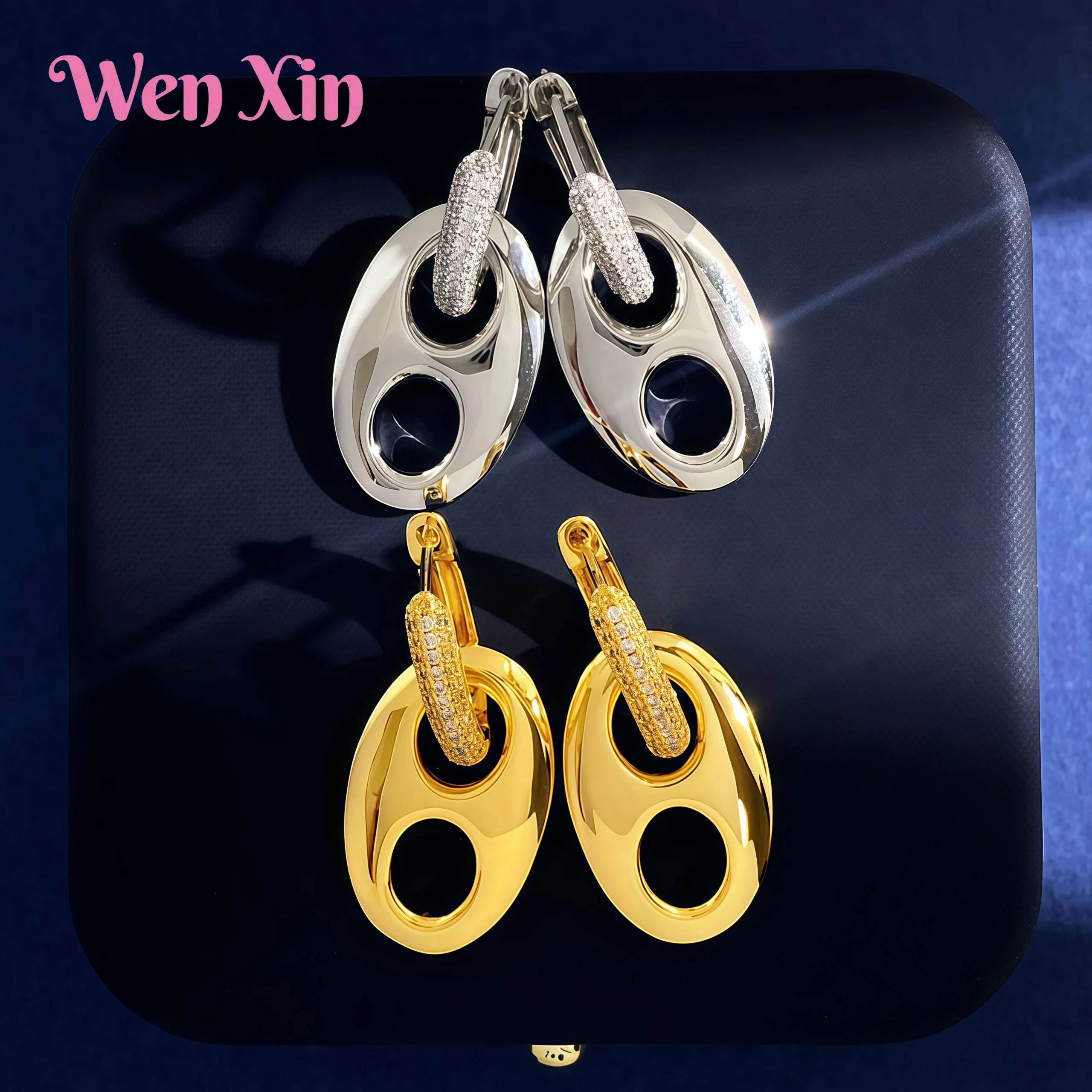 

WENXIN New Top Grade Quality Jewelry Stud Earrings For Women Smooth Earrings Gold Material 18k Gold Plated Eardrop Drop Earrings