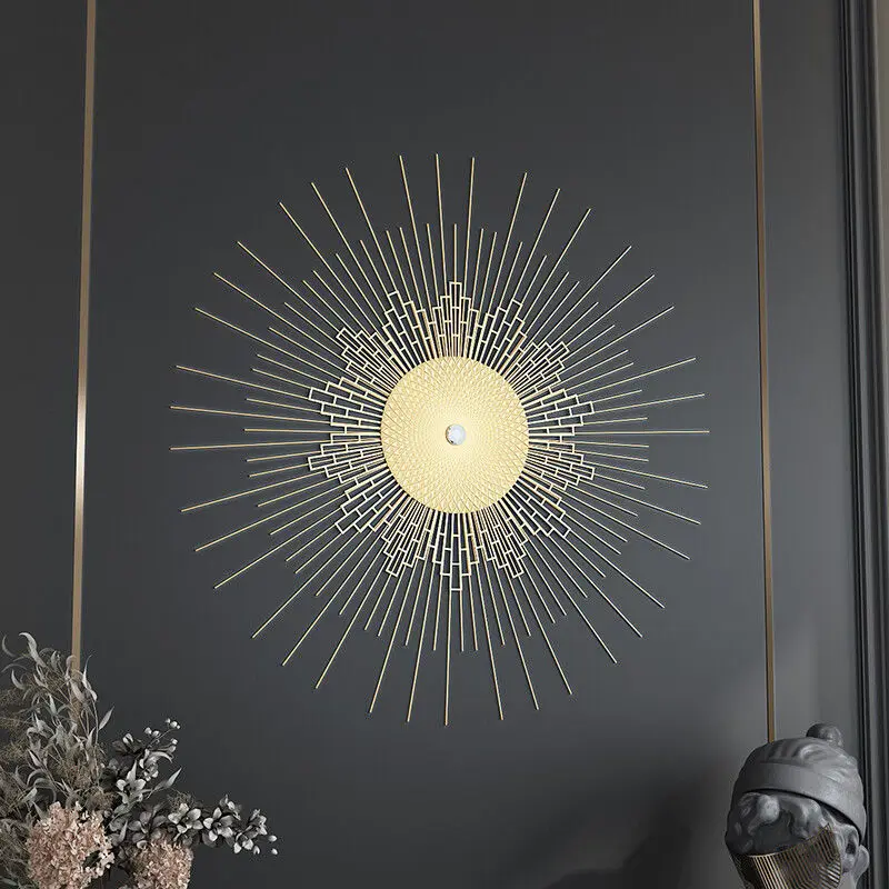 

European Wrought Iron Diamond Grid Sunflower Wall Decoration Items Home Room Background Wall Sticker Cafe Hotel Wall Accessories