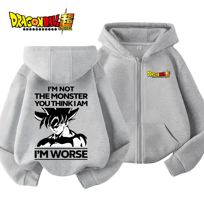 أنيمي دراغون بول الاطفال قلنسوة بسحاب الكرتون جوكو طباعة الخريف طويلة الأكمام البلوز BoysClothes فتاة سترة عادية القمم #1