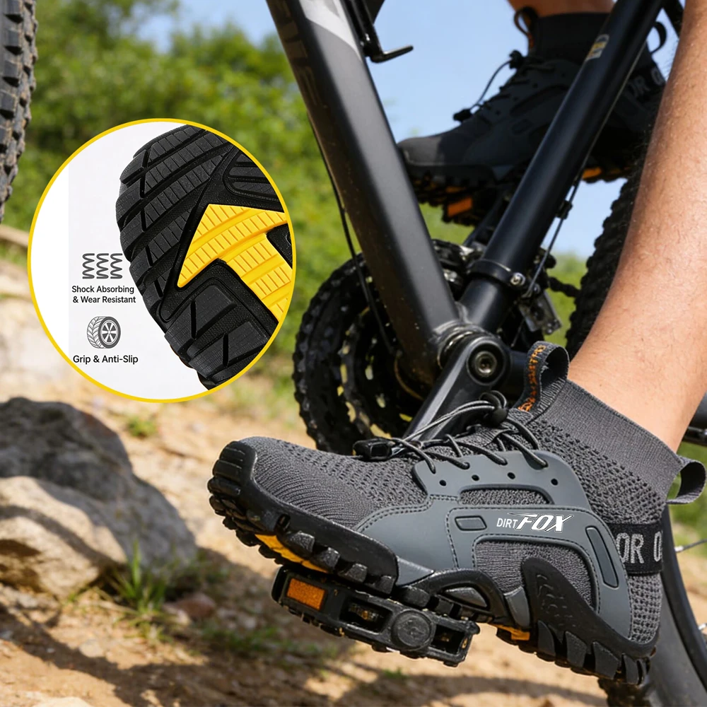 

DIRTFOX Men's Cycling Shoes Mtb All-terrain Outdoor Sports Road Mountain Bike Shoes Mesh Non-slip Hiking Shoes Bicycle Sneakers