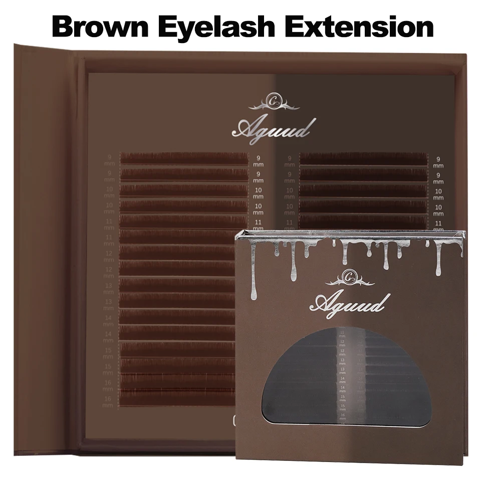 New Arrival Luxury Brown Russian Volume Eyelashes Extension Soft Silk Eyelash Mix 9-16mm Brown Chocolate Color Individual Lashes