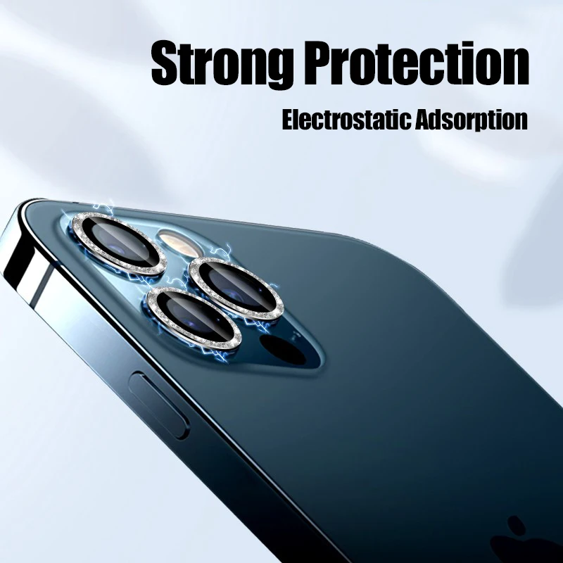 3PCS Camera Lens Protector For iPhone 11 12 13 Pro Max 14 15 Pro Max Diamond Metal Protective Glass For iPhone 14 15 Plus Lens