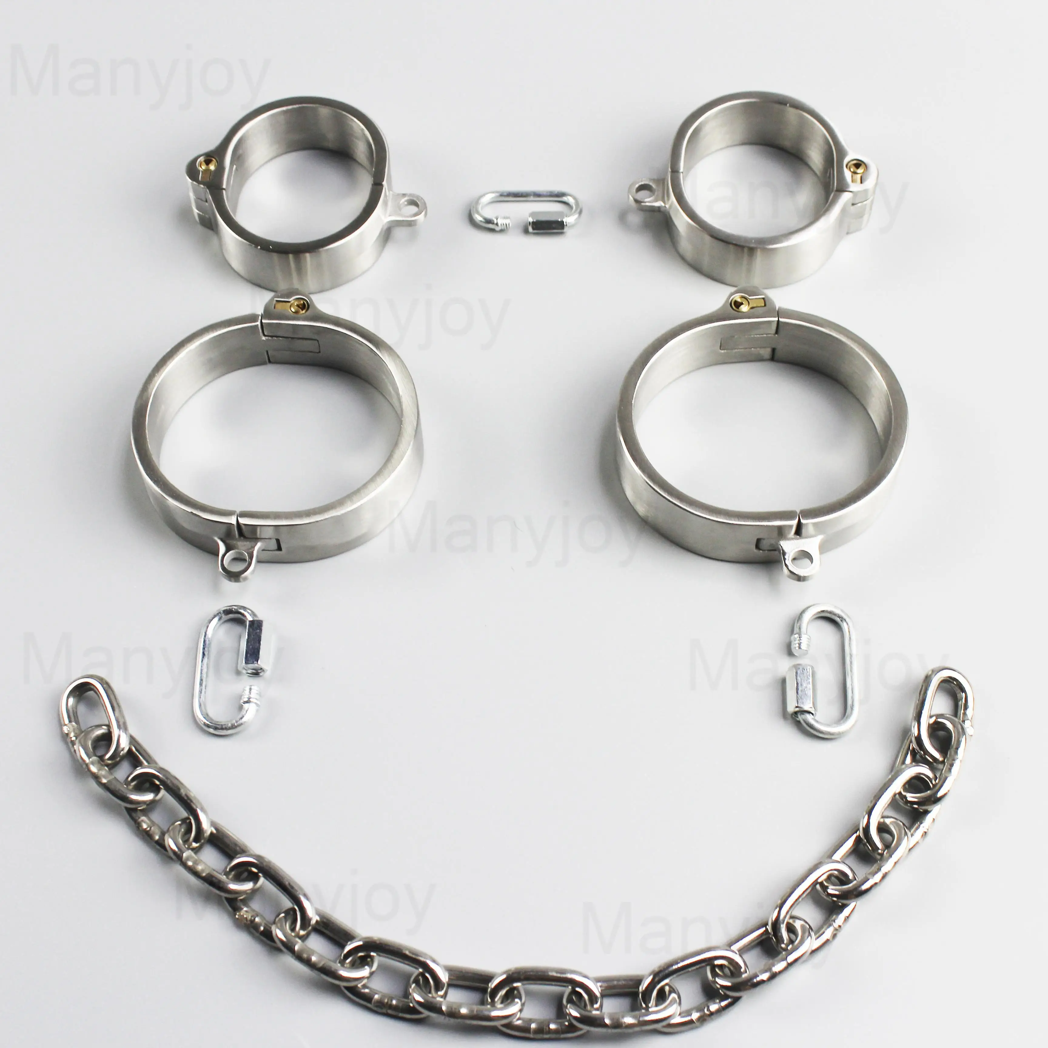 BDSM Stainless Steel Handcuffs Wrist Ankle Cuffs with Removable Chain Restraint Shackles Slave Sex Game Adult Roleplay Women Men