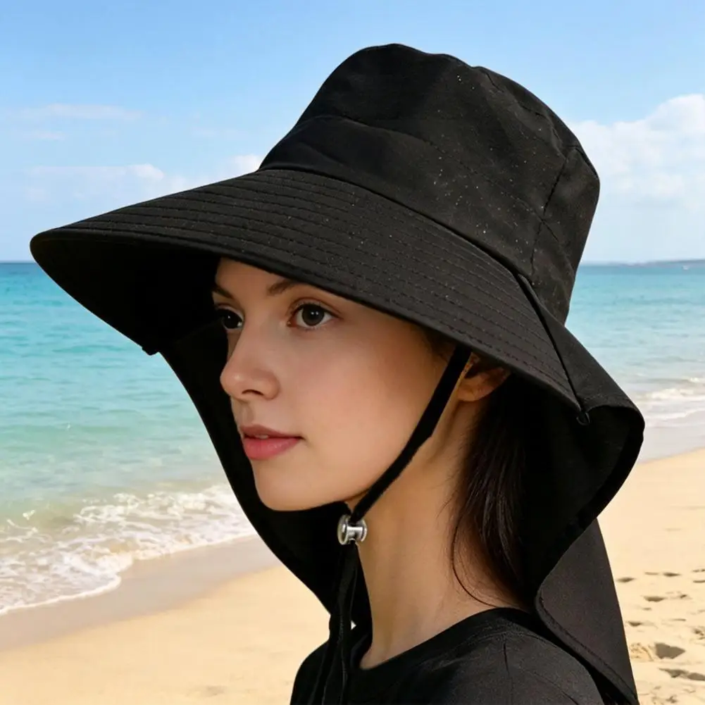 Foldable Beach Hat with Neck Flap Women Sun Hat with Neck Flap Wide Brim Packable Beach Hat Uv for Hiking for Vacation