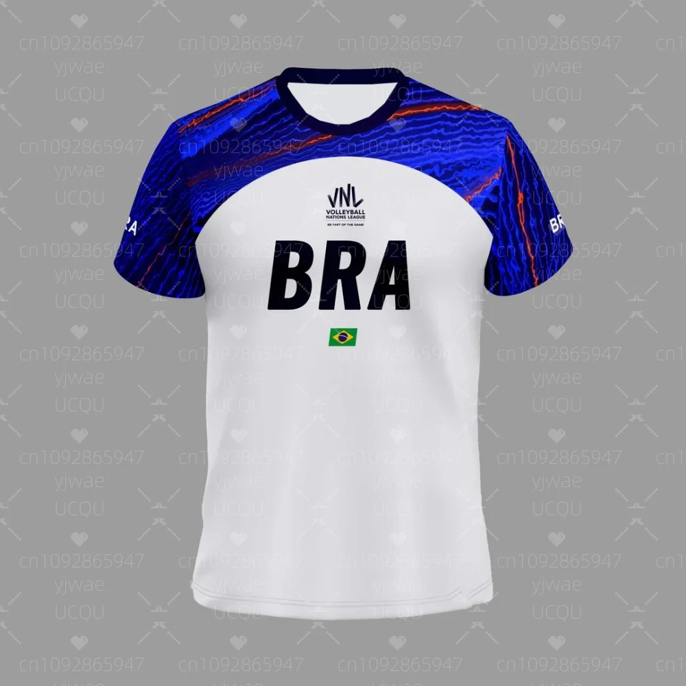 

ХИТ ПРОДАЖ: Женская волейбольная футболка VNL (Бразилия), мужская спортивная футболка с круглым вырезом и коротким рукавом, легкая, семейные и детские футболки
