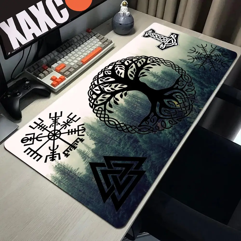 Xxl Mouse Pad Gamer Viking Vegvisir Shield Gaming Pc Accessories Mausepad Rubber Mat Deskmat Mousepad Mats Keyboard Cabinet Pads