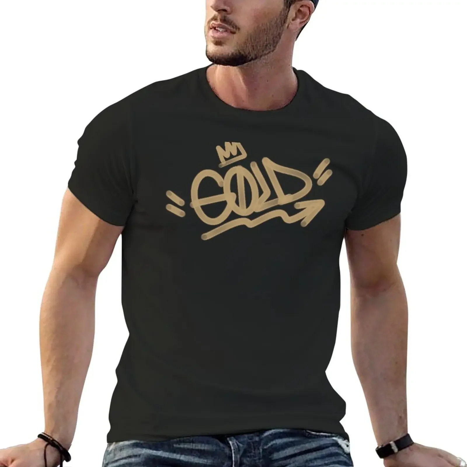 

GOLD T-Shirt Luxury man anime t shirts blacks blue archive funny t shirts men