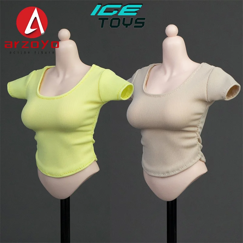 ICE TOYS IC1022 1/6 여성용 타이트 플리츠 반소매 티셔츠 의상 모델 12'' TBL JIAOU 솔저 액션 피규어 바디 인형용