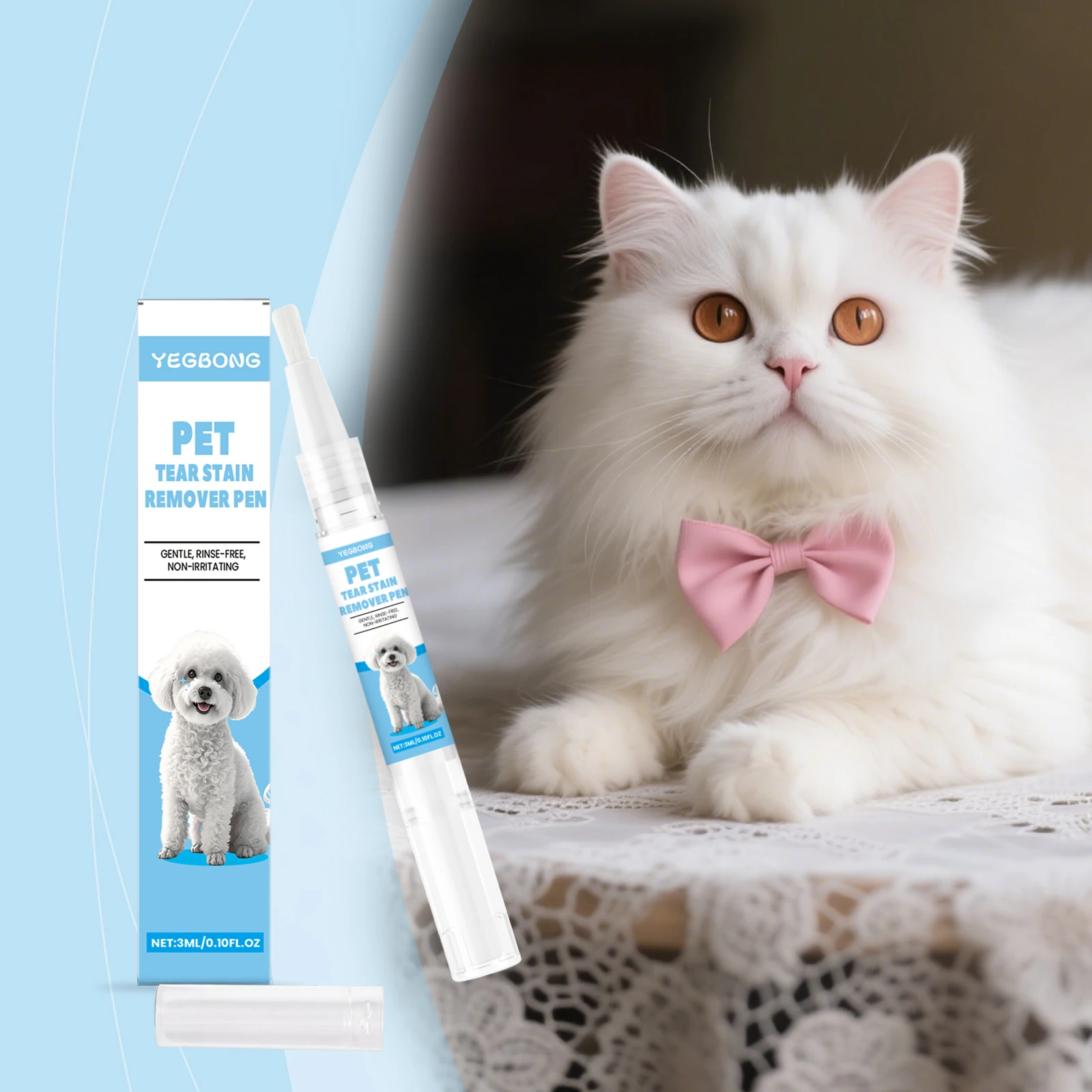 

Dog & Cat Tear Stain Care Pen - Aids in Cleaning & Lightening Eye Tear Stains, Gentle Formula for Universal Pet Eye Care Drops
