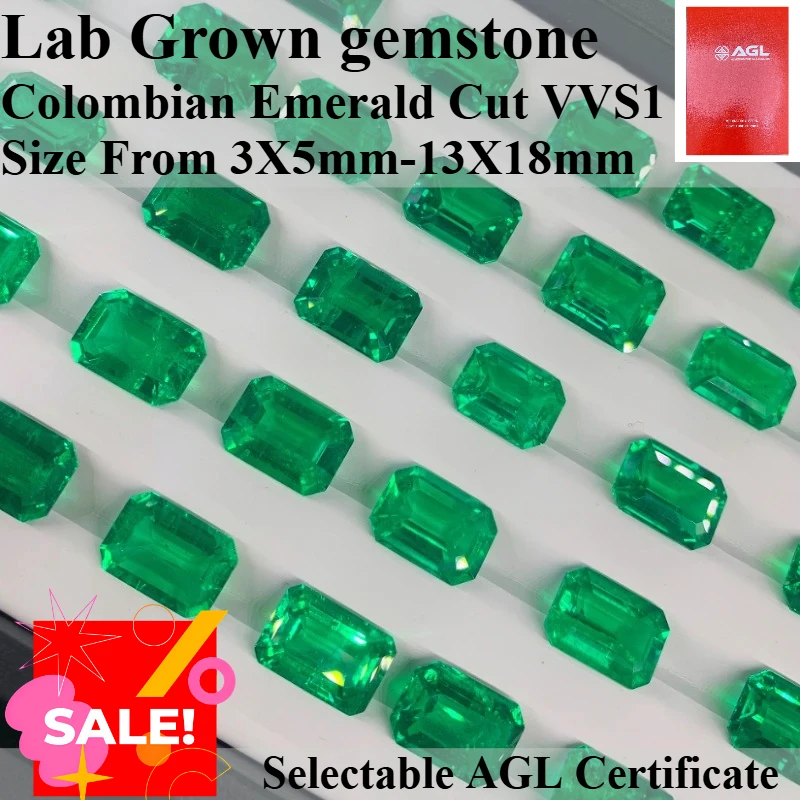 

NEW Colombian Emerald Lab Grown gemstone Emerald Cut Available Hydrothermal Hand-cutting With Certificate For Jewelry Diy Making