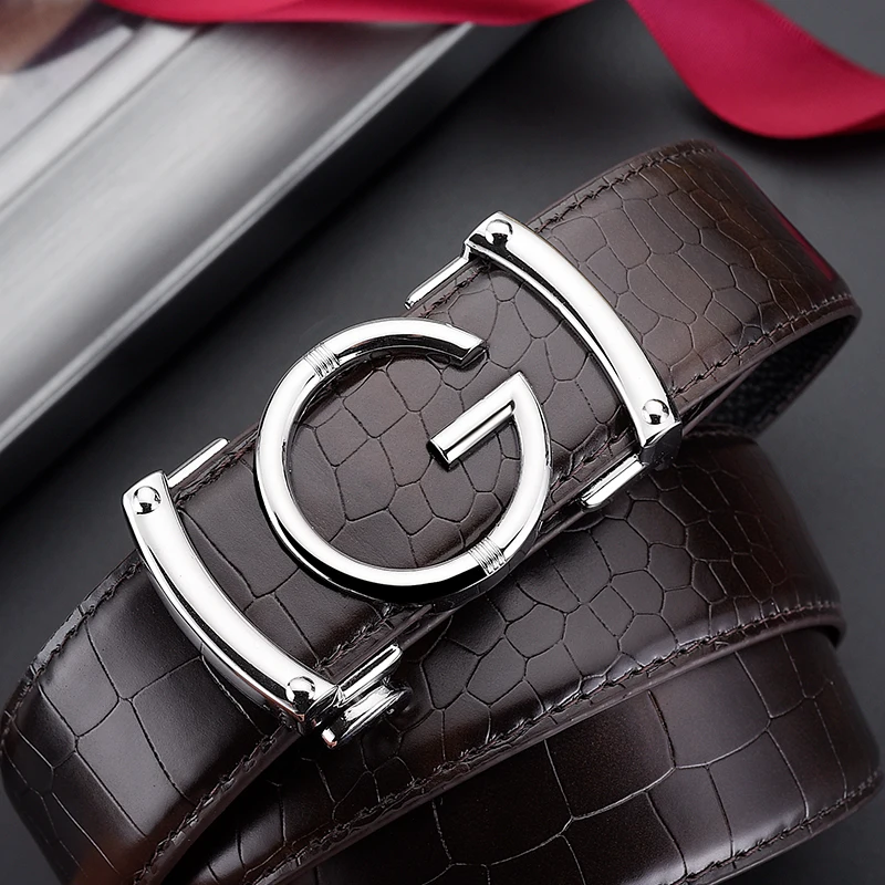 حزام رجالي بنمط تمساح ، إبزيم معدني ، إبزيم أوتوماتيكي ، بدلة عمل ، إكسسوارات جينز غير رسمية ، موضة