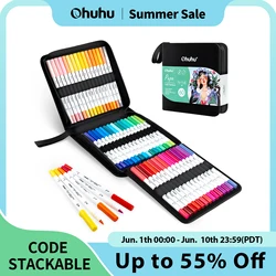 Ohuhu Markers Paper-friendly Water-based Coloring Markers Dual Brush Fineliner Tips Markers Coloring Books Art Markers Beginner