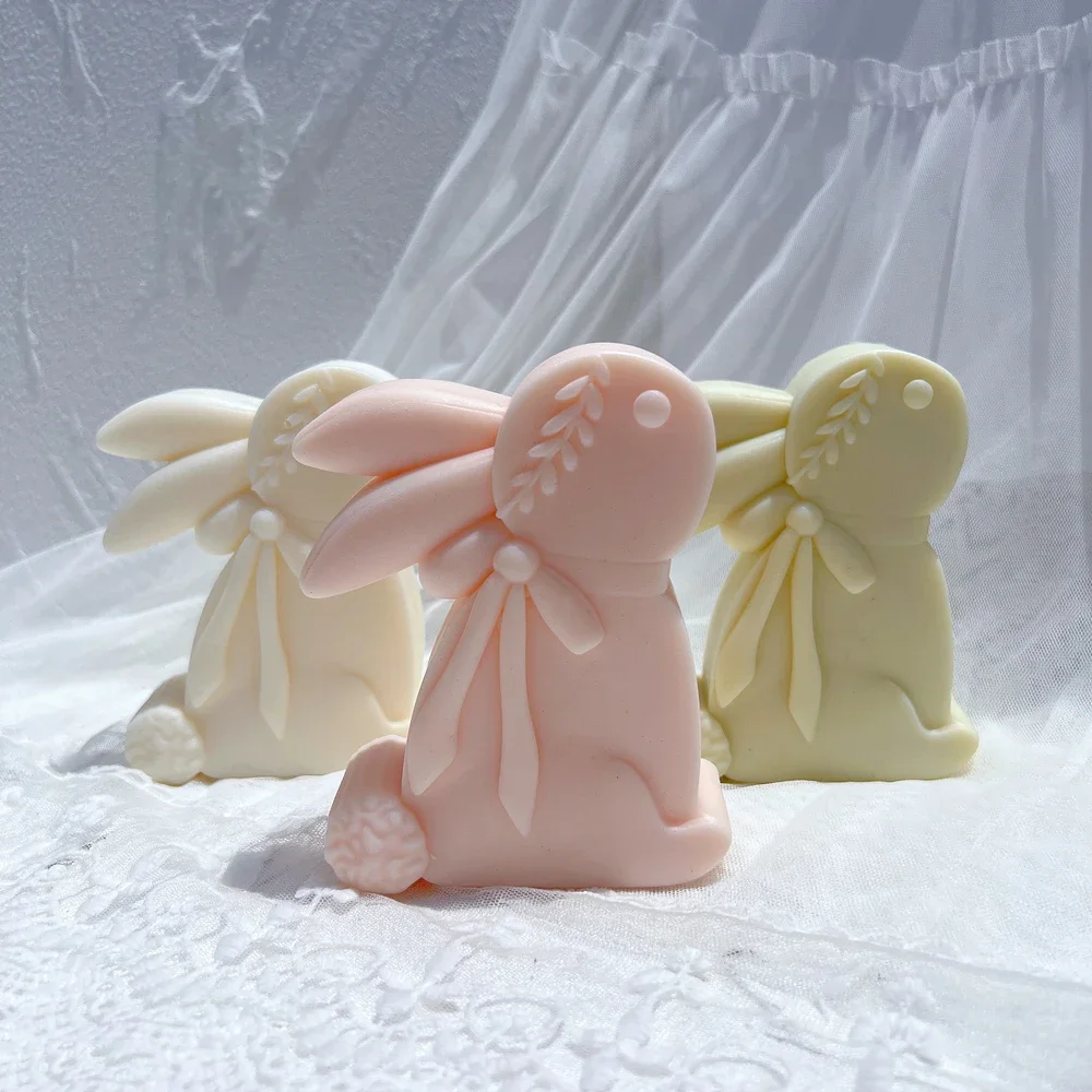 Cute Rabbit Silicone Candle Molds Heart Animal Wax Mould Easter Home Decor Bunny Silicone Mold