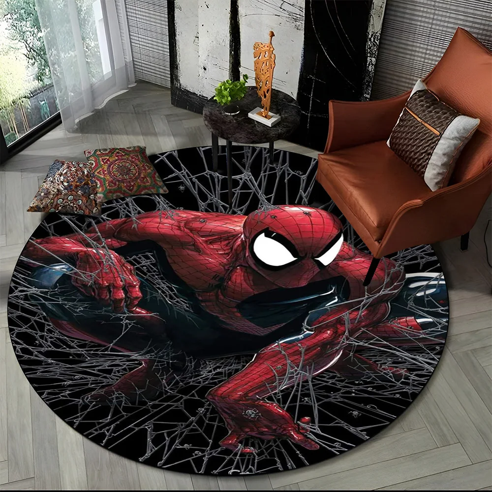 

2025 New Marvel Superhero Series SpiderMan Cartoon Round Carpet Rug for Bedroom Living Room Sofa Decoration ,pet Decor Floor Mat