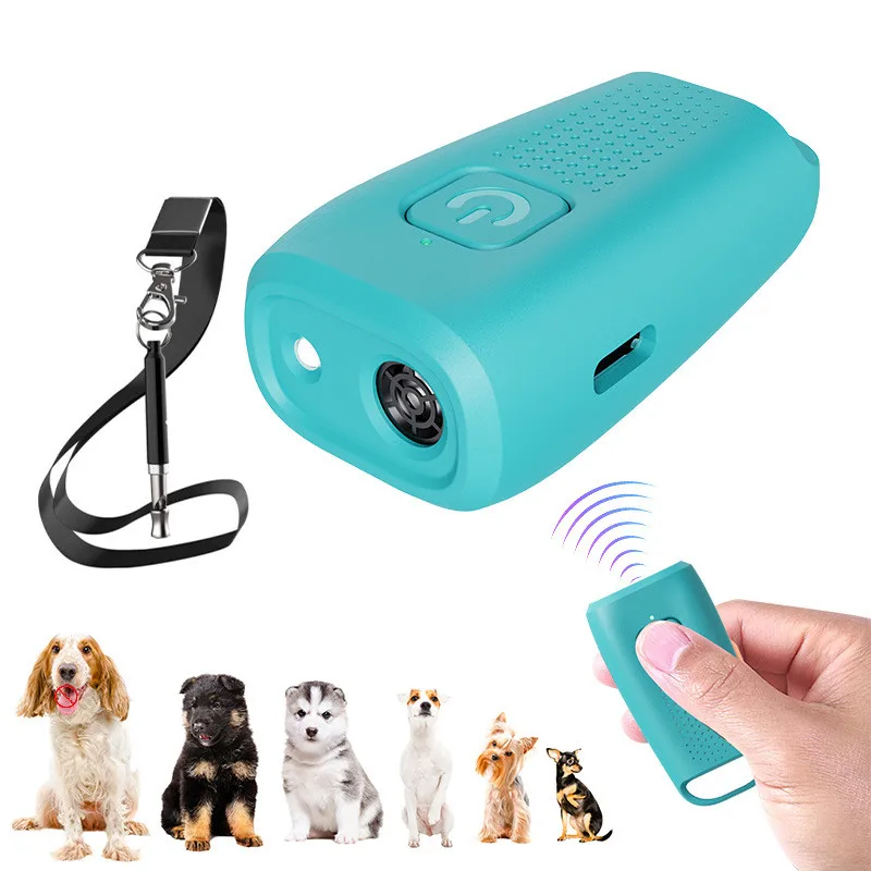Mini Ultrasonic Dog Repeller Chargeable Outdoor Portable Anti Bark Deterrents Trainings Dogs Device with LED Lamplight Whistledo