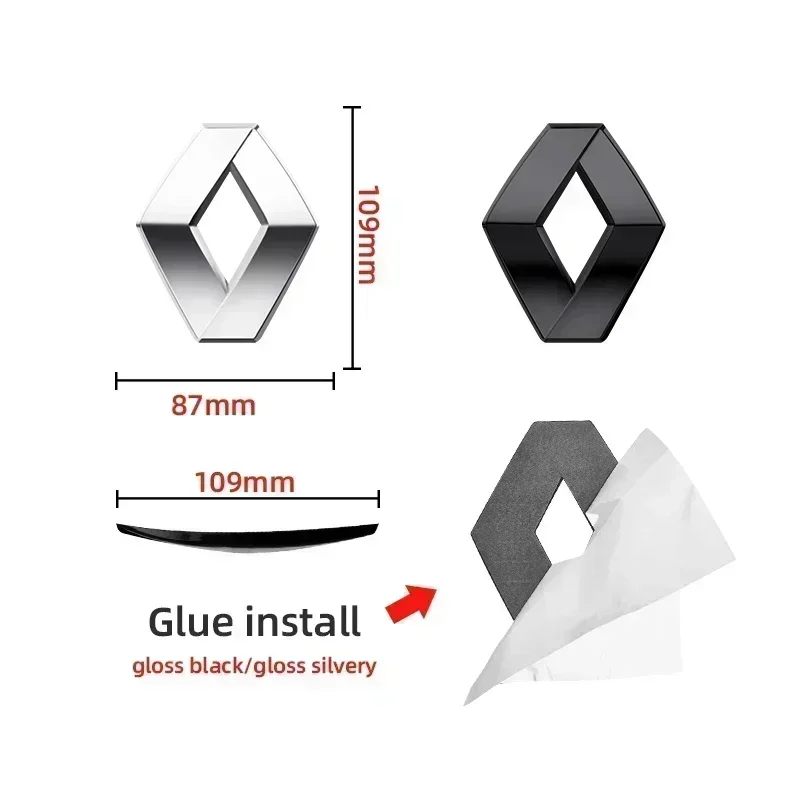 3D Logo Badge Car Front Grille Emblem Rear Trunk Sticker For Renault ZOE Austral Kardian Rafale Kangoo Arkana Clio Koleos Megane view 4