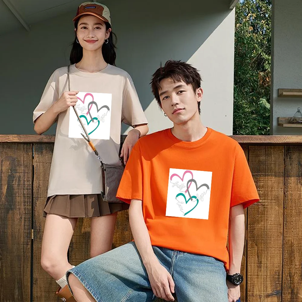 Heart Print with Faith Hope Love Letters Printed T Shirt Breathable Fabric S-XXL Personalized Custom Casual Short Sleeve Tee Uni