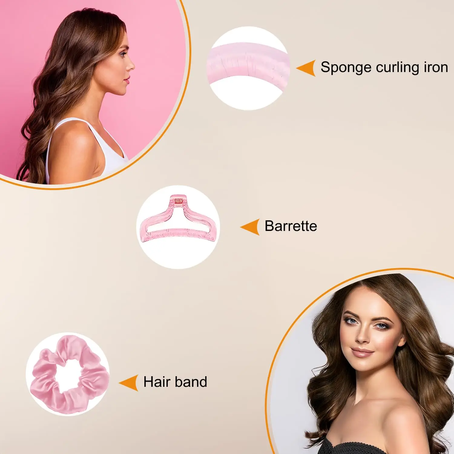 أدوات تجعيد الشعر بدون حرارة - قضبان تجعيد الشعر بدون حرارة طوال الليل من إسفنج الساتان للشعر الطويل، تجعيدات خالية من الضرر بنفسك #4