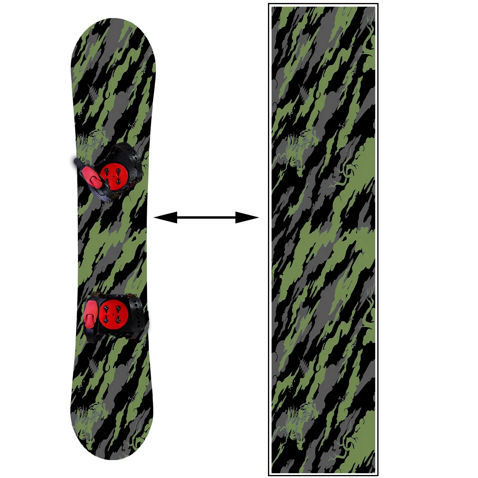 

1 green and black camouflage pattern, trendy snowboard sticker, snowboard personalized decoration sticker, snowboard sticker,