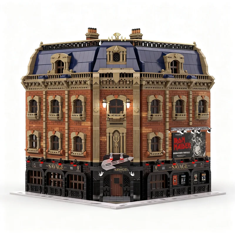 13340pcs MOC Modular Buildings The Savage Pub Model Building Blocks Christmas Gift DIY Collection Assemble Craft Idea Art Kit