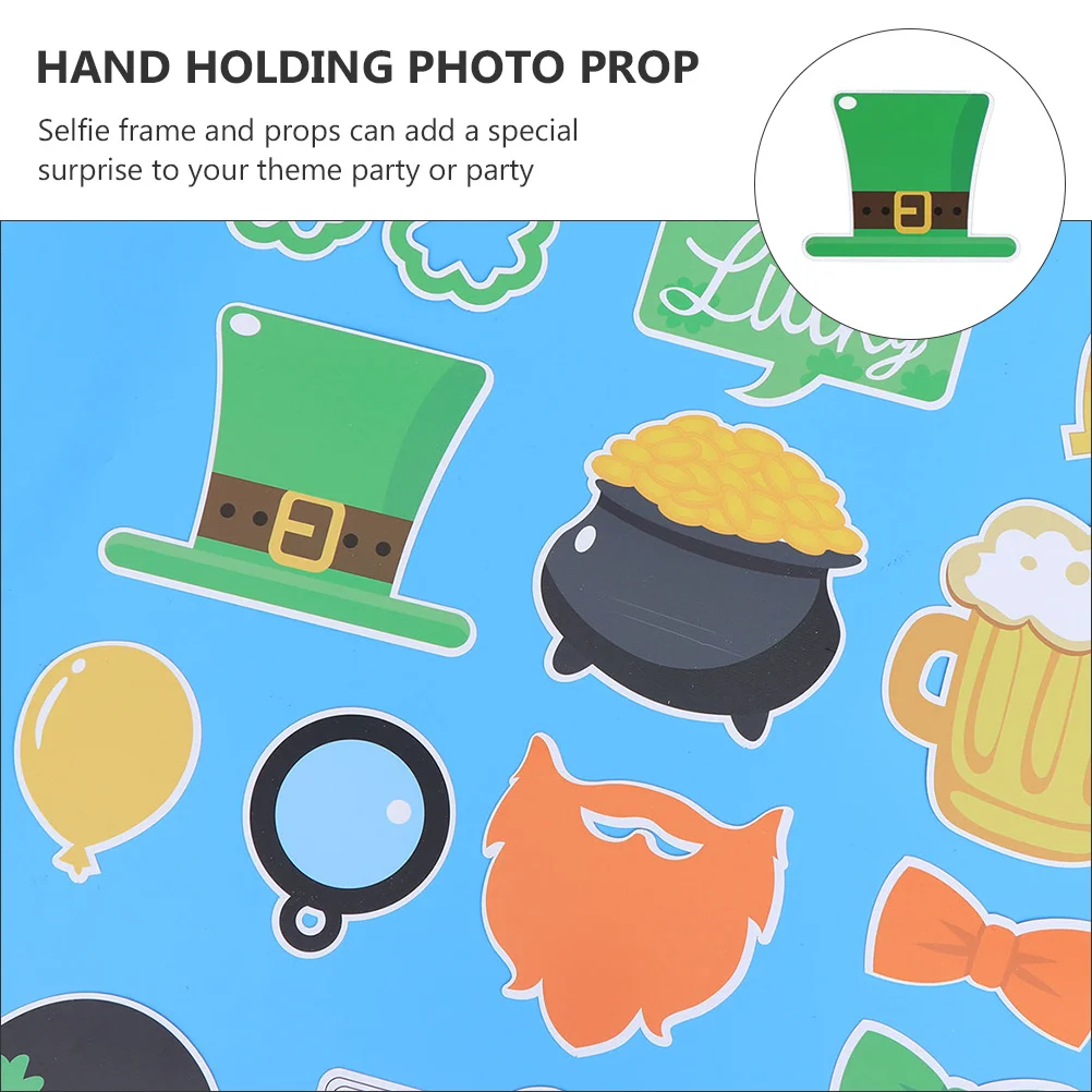

1Set St Patrick's Day Photo Frame Prop Handheld Party Photography Supplies Large Selfie Frame Photo Props Decor for Festive