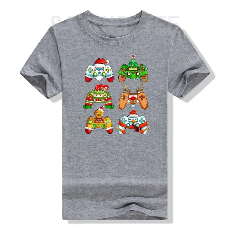 Christmas Santa Elf Gaming Controllers Snowman Boys Kids Gamer T-Shirt Gifts Play Video Game Holiday Tee Xmas Vacation Y2k Tops