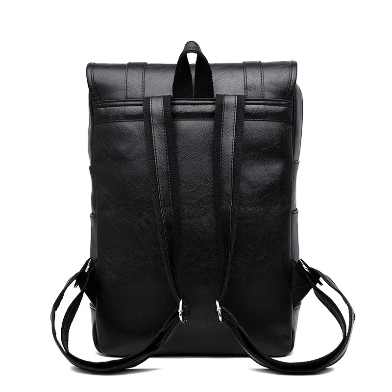 Men's Vintage PU Leather Backpack - Large-Capacity Travel Bag with Adjustable Straps & Retro Zipper, Casual Laptop Daypack