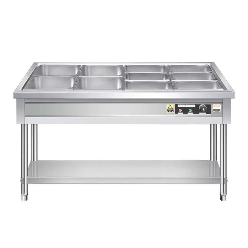 Stainless steel, commercial, electric heat preservation, 4 grids, 6 grids, 8 grids, 10 grids for sale, vegetable table, fast