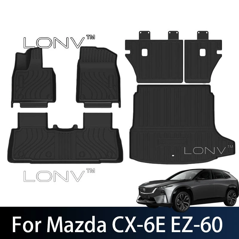 For Mazda CX-6e EZ-60 2026 2025 TPE Floor Mats Trunk Mats All Weather Cargo Liner Mat Waterproof Anti-Slip Foot Pads Accessories